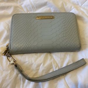 Gigi New York Python Embossed Powder Blue Clutch Wallet Wristlet